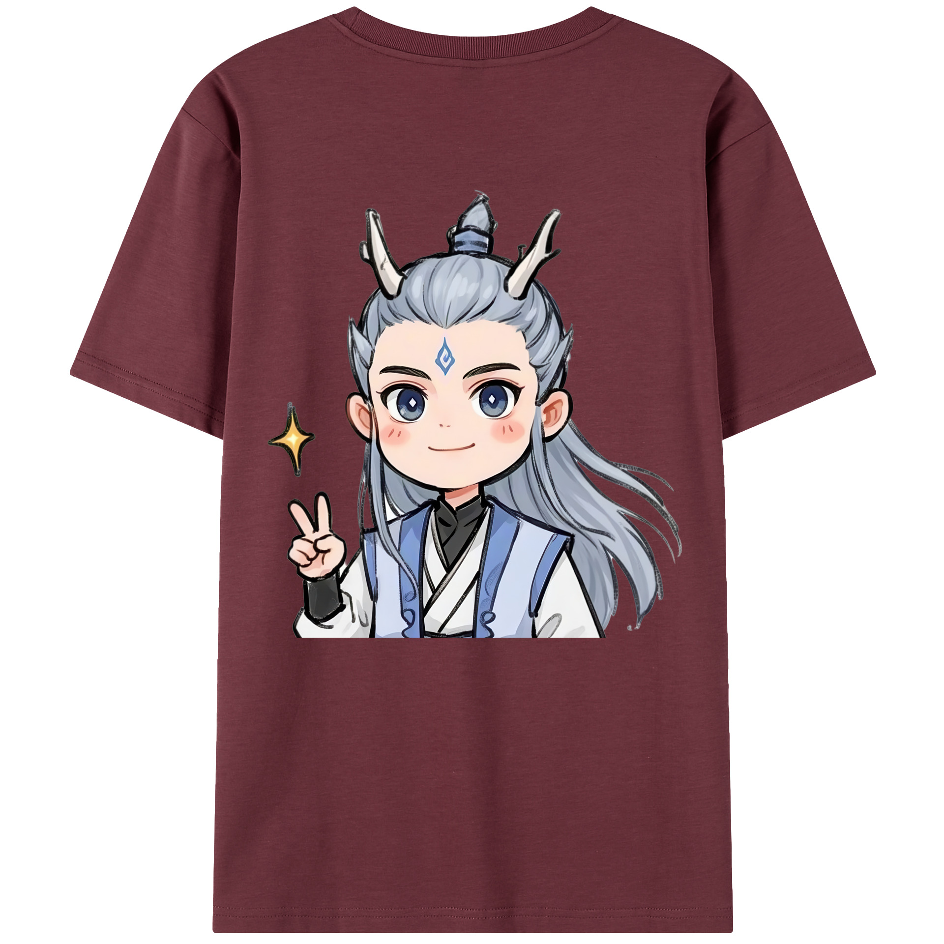 （画像用） Ne Zha 2 ナタ 魔童の大暴れ 綿100％半袖Tシャツ（背面プリント）